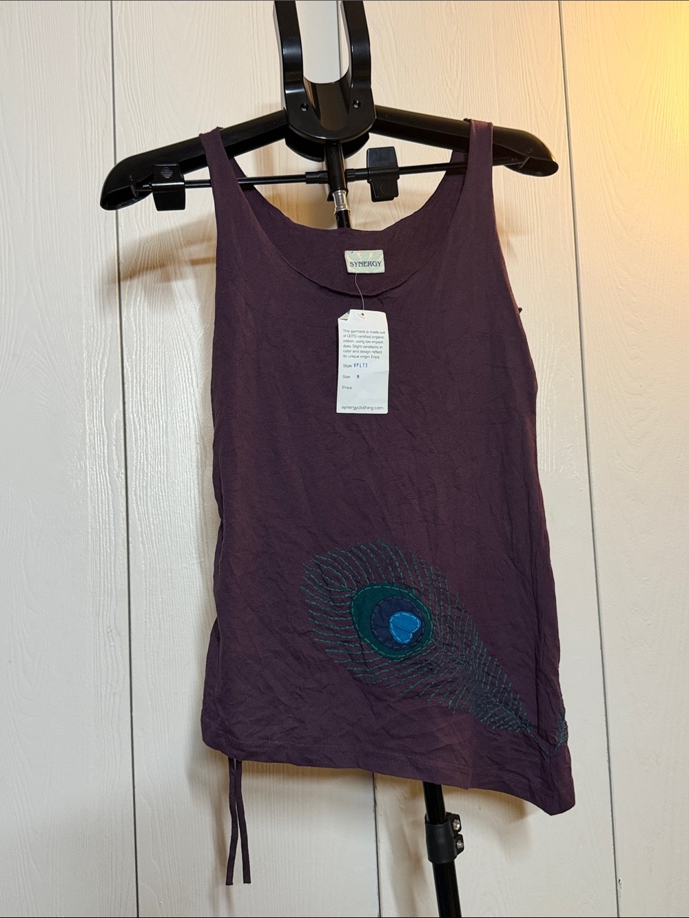 Synergy Organic Clothing Plum Tank with Peacock Motif
